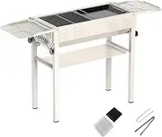 Charcoal BBQ Grill Set, Portable Stainless Steel Barbecue Charcoal Grill, BBQ Tool Kits for Outdoor Grilling Cooking Camping Hiking Picnics Tailgating Backpacking Party, 122x55x31cm