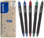 Pilot Set of 5 Frixion Point Clicker - 0.5mm Erasable Thermosensitive Ink Rollerball Pen - 2 Blue, 1 Each Black, Red, Green - Fine Tip Rollerball Pen - Refillable - Magic Pen