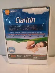 Claritin Ultimate Allergen Barrier Mattress Protector King size Zipper 18" Deep