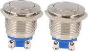 2pcs 19mm Stainless Steel Push Button for Electric Circuits Waterproof Momentary Horn Butt