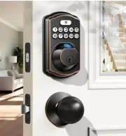 Veise Fingerprint Keyless Entry Deadbolt - Electronic Keypad Door Lock with Hand