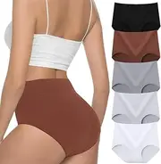 [VZGZIL] Underwear Womens, Cotton Tummy Control Knickers Women Hipster Panties, High Waisted Underwear for Women, Soft Breathable Womens Underpants Cosy Stretch Ladies Full Briefs, Multipack of 5