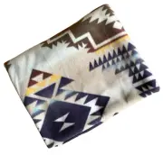 ZooFleece Beige Southwestern Aztec Tribal American Throw Bedding Blanket 50X60"