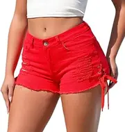 [Generic] Womens Summer Shorts Baggy Trendy Relaxed Fit Hiking Comfy Shorts 2025 for Yoga Lounge Running, A-red, Small