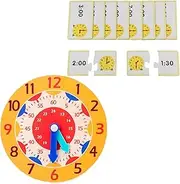 MXYZQDE Children's Learning Clock, Wooden Clock, Learning Clock for Children, Puzzle Toy, Watch Cards, School Clocks, Teaching Devices, Suitable for Nursery/Primary School