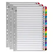 3x Marbig A-Z Tab Coloured A4 Ring Binder Plastic Divider Indices/Page Organiser