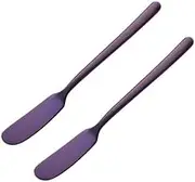 MOLUCKFU 2Pcs Stainless Steel Cheese and Butter Slicers Versatile Gourmet Spreaders for Cream Jam and Cake Decorating Kitchen Utensils Dark Purple