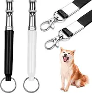 2 Pack Dog Whistle, Adjustable Ultrasonic Dog Whistle,to Stop Barking Neighbors Dog,Professional Recall Dog Training Whistles, Training Stop Bark Control Tool with Black Lanyard