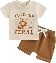 [Gureui] Toddler Baby Boy Raccoon Outfit Short Sleeve Shirt Shorts Infant Newborn Spring Summer Clothes