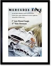 Ad Car Automobile Classic Race Fangio Herrmann Grand Prix Framed Wall Art Print