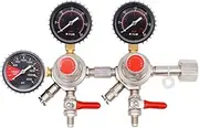 Dual Body CO2 Draft Beer Regulator for Draft Beer Kegerators W/ CGA320/W21.8 Inlet & Safety Pressure Relief Valve(W21.8 Inlet)