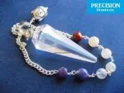 Clear Quartz Chakra Buddha Chain Faceted Crystal Gemstone Precision Pendulum