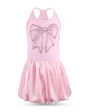 Lola + The Boys Girls' Crystal Bow Bubble Dress - Little Kid, Big Kid