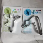 Yoga Yogi Cookie Cutters Metal Set Of 2 Down Dog Tree Pose Made In USA
