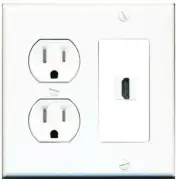 1 Port HD 2.0 Wall Plate + TAMPER Resistant Power Outlet