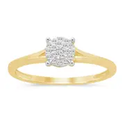 Brilliant Claw Solitaire Look Ring with 0.05ct of Diamonds in 9kt Yellow Gold