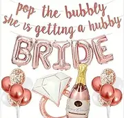Engaged Balloon Set, Engaged Banner Balloon Banner Diamond Ring Balloons Confetti Balloons for Engagement Party Decoration Wedding Bridal Shower Hen Party Balloon Decor(Rose Gold)