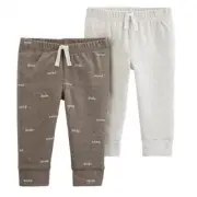 Carter’s Gender Neutral 2 Piece Pants Sz 12 Months Brown Ivory Gray NEW