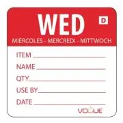 VOGUE (PACK OF 250) DISSOLVABLE DAY OF THE WEEK LABELS WEDNESDAY GH353