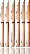 culterman Copper Steak Knives,Bronze Ultra-Sharp Cutlery Set,Dinner Knifes 6-Piece Stainless Steel kitchen Serrated Best chef Knife kitchen Sets,Dishwasher Safe (Rose Gold)
