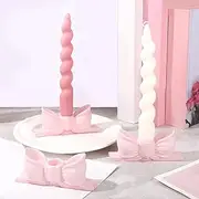 JarThenaAMCS 3Pcs Pink Bow Candle Holder Gypsum Candle Stick Holder Stand for Home Room Party Dining Table Centerpiece Decor Supplies