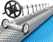 ALFORDSON 10M X 4M Pool Cover with Roller Set, Swimming Solar Blancket Adjustable 500 Microns Bubble & Reel Black Hand Crank Roller 4.6M Heavy Duty Aluminium, Heat Retention Water Conservation Protect
