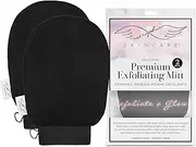 Seraphic Skincare (Original) Premium Exfoliating Mitt for Body (2pc) – 100% Vegan Viscose Traditional Body Scrub Glove Kessa Korean Washcloth – Body Exfoliator for Self-Tan Removal & Keratosis Pilaris