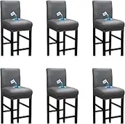 Shukii Waterproof Bar Stool Chair Covers Stretch PU Leather Barstools Chair Seat Cover with Backs Universal Chair Slipcovers Protector Chair Cover for Pub Kitchen