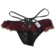 Frederick's of Hollywood Jade Crotchless Panty in Syrah/Black Plus 2X NWT