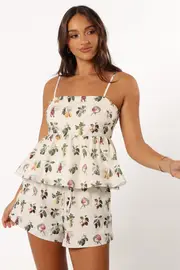 [PUP56] Botanique Top - Floral XS White