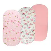 Bassinet Sheets Set 3 Pack for Baby Girl, Stretchy Soft Jersey Knitted Fitted