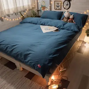 Life素色系列-蔚藍 Q1雙人加大床包3件組 100%精梳棉(60支) 台灣製 棉床本舖