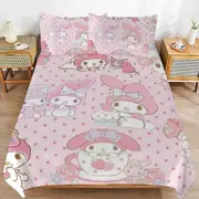 a1287 My Melody Duvet Cover Set, 3 Piece Bedding Set 86x70" Double Sided Printing Decorative Comforter Cover Set (1 Duvet Cover + 2 Pillow Shams)" jfr