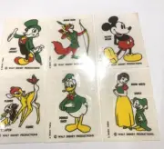 Walt Disney 1970's Vintage Cheerios Glass Pals Set of 6 Trading Card Stickers