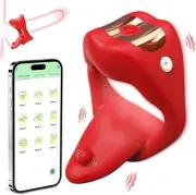 APP Control Tongue Vibrating Penis Cock Ring Vibrator Glans Trainer Sex Toys