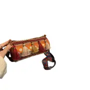 Tassel Ethnic Style Shoulder Bag Embroidery Stripe Crossbody Bag-Yellow
