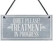 [RED OCEAN] Quiet Please TREATMENT IN PROGRESS Do Not Disturb Hanging Wall Door Salon Sign Plaque Gift