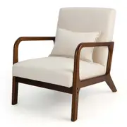 Giantex Accent Leisure Chair Unfaded Soft Lounge Chair Upholstered Armchair Cream