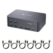 (Desktop Only) Idock D23 8K KVM Switch Docking Station for 2 Pcs & Triple Monit