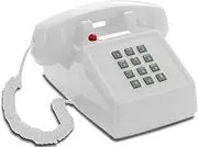 OPIS PushMeFon Corded Phone: Landline/Retro/Vintage Desk Telephone (White)