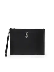 Saint Laurent Cassandre Zipped Tablet Holder in Shiny Leather