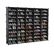 Black DIY Cube Shoe Cabinet Rack Storage Stackable Organiser 5 Column 10 Row