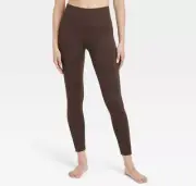 Women's Seamless Cable Knit 7/8 Leggings - JoyLab Brown M