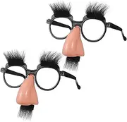[Vaguelly] 2pcs Beard Glasses Halloween Party Eye Glasses Halloween Glasses for Adults Halloween Sunglasses for Adults Halloween Party Accessory April Fools Day Glasses Black Plastic