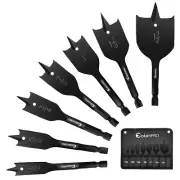 7PCS Stubby Spade Drill Bit Set in SAE, Paddle Hole Drill Bit Set for Woodworkin