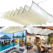 Retractable Wave Canopy Pergola Cover for Outdoor Deck, Patio, Garden Balcony with Customizable Color Sunshade Sail Slide Track Protective Roof Awning, Perfect for Sun Shade and Rain Protection