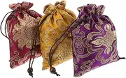 LOLIPPYY 3pcs Storage Bags with Drawstring Jewelry Organizer Travel Pouches and Packing Wrapping Accessories for Wedding Party
