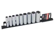 Husky 44017 9pc Cr-V 1/2" Dr. 6pt 1/2"-1" SAE/AF Imperial Deep Socket Set