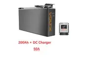 VoltX 12V 200Ah Slim Lithium Battery + 50A DC to DC LiFePO4 Battery Charger Bluetooth