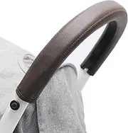 Stroller Handle Cover,Handle Sleeve Cover, Grip Bar, Replacement, Compatible with BBZ Yoya Stroller Armrest Bumper Bar Accessories Zipper Open Vegan Leather - Dark Brown